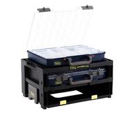 Raaco CarryMore 55x2 equipped with 2 CarryLite 55 4x8-16, 146395 | Easy assortment box for workshop, Kistenberg with 2 sorting boxes for small parts, load capacity 25 kg, order storage