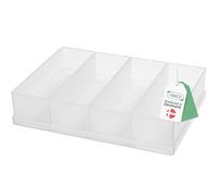 Raaco Insert Box Insert 55 4xA8-2 with 4 Compartments | Transparent Craft Box for Small Parts, Tools and Screws | Tackle Multi Compartment Grid Storage Boxes | 4.7 × 16 × 22 cm