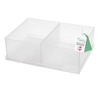 Raaco Insert Box Insert 80 2xBA6-1 with 2 Compartments | Transparent Craft Box for Small Parts, Tools and Screws | Tackle Multi Compartment Grid Storage Boxes | 6.9 × 16 × 22 cm