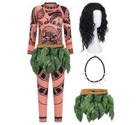 RAAIBB Halloween Costume Set for maui Costume Men Adult Costume with Printed Tattoos Belt with Artificial Leaves Cute Accessories for Halloween Costume Cosplay RA065L