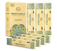 raajsee 15 GMS x 12 Pack French Vanilla Incense Sticks,100% Pure Organic Natural Hand Rolled Free from Chemicals - Perfect for Aromatherapy, Cleansing,Meditation