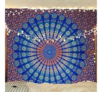 raajsee Blue Tapestry Mandala Wall Hangings, Indian cotton Beach Throw Blanket, Hippie Tapestries Boho Décor, Yoga Meditation Mat Rugs 76X101 CMS