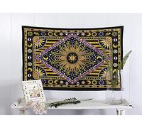 raajsee Burning Sun Yellow Tapestry Bedroom Aesthetic- Zodiac Mandala Tarot Tapestry Wall Hanging Cotton Celestial Wall Décor Burning Sun Tapestries Trippy - Boho Hippie 52x60 inch