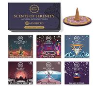 Raajsee Incense Cones, 6 Pack Scents of Sernity Cone Gift Pack 15 pc Each (90 Total), Insence Cones Variety Pack, 100% Organic Non Toxic Natural - Hand Rolled Free from Chemicals,Holder Included