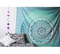 raajsee Indian Cotton Green Tapestry Mandala Wall Hangings - Bedroom Decor - Hippie Boho Aesthetic 30x40 Inches