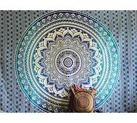 raajsee Indian Throw Hippie Gypsy Cover Bohemian Dorm Decor 100% Cotton (Blue, Twin 54 X 82 INCHES)