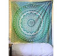 raajsee Indian Throw Hippie Gypsy Cover Bohemian Dorm Decor 100% Cotton (GREEN, Twin 54 X 82 INCHES)