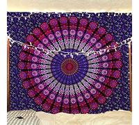 raajsee Purple Tapestry Hippie Boho Beach Blanket Mandala Indian Cotton Throw -Home Décor Indie Rug Yoga Mat Meditation Picnic Rugs 210X220 CMS