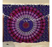 raajsee Purple Tapestry Mandala Wall Hangings, Indian cotton Beach Throw Blanket, Hippie Tapestries Boho Décor, Yoga Meditation Mat Rugs 76X101 CMS