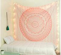 raajsee Rose Gold Ombre Tapestry Wall Hanging Mandala-Bohemian Room Decor-Indian Cotton Throw Hippie Tapestries -Boho Bedding Twin Bedspread Medium (52x60 Inches / 132x152 Cms)