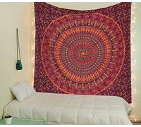 raajsee Tapestry Hippie Boho Beach Blanket Mandala Indian Cotton Throw -Home Décor Indie Rug Yoga Mat Meditation Picnic Rugs (Maroon, 82x92 Inches / 208x232 CMS)