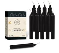 Raajsee Unscented Mini Taper Black Candles Pack of 20 | 5 Inches (H) Dinner Candle Sticks| Smokeless, and Dripless| Paraffin Wax with Cotton Wicks | Long Burning Time.