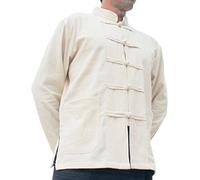 RaanPahMuang Thick Muang Cotton Frog Button Chinese Jacket Shirt Plus - Beige -