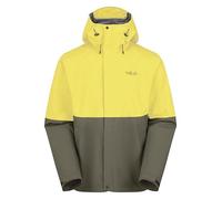 Rab Men’s Downpour Jacket - Lightweight Waterproof Hooded Coat for Hiking & Trekking - Pollen/Army - Medium