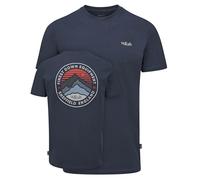 Rab Men's Basecamp 3 Peak Tee Short Sleeve Graphic T-Shirt for Hiking, Trekking, & Everyday Use - Tempest Blue - Small
