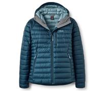 Rab Women's Microlight Alpine Jacket - Hooded Down Insulated Coat for Trekking, Climbing, & Skiing - Tempest Blue - X-Large