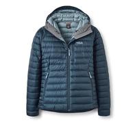 Rab Women's Microlight Alpine Jacket - Hooded Down Insulated Coat for Trekking, Climbing, & Skiing - Tempest Blue - X-Large