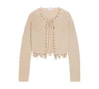 Rabanne Bead-embellished Crochet Cotton Cardigan - Ecru - XS (UK6 / XS)