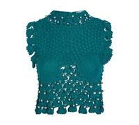 Rabanne Bead-embellished Crochet Cotton Crop top - Green - XS (UK6 / XS)