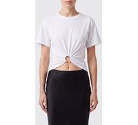 RABANNE Cropped Ruched Cotton T-shirt with Ring Detail - Size: XS - female