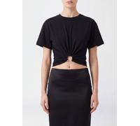 RABANNE Cropped Ruched Cotton T-shirt with Ring Detail - Size: XS - female