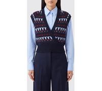 RABANNE Geometric Pattern V-Neck Slim Fit Wool Knit Vest - Size: XS - female