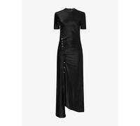 Rabanne Womens Rabanne Draped Asymmetric Stretch-Jersey Midi Dress Black 14