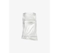 Rabanne Womens Rabanne Gathered Sleeveless Stretch-Cotton Top Silver XS