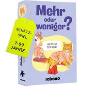 Rabano Art More or Less - Treasure Game for 2 People - 150 Questions - Game for Adults & Children from 7 Years - Great Card Game for 2+ Players - Family Game, Board Game or for Two