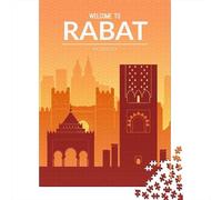 Rabat Morocco Travel Puzzle 1000 Pieces, Global Monument Landscape, Premium Paper Puzzle, Weekend Hobby for Families, Birthday Gift, 52x38cm/1000pcs