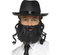 Mens Gents Rabbi Fancy Dress Kit Adult Hat with Hair Beard Glasses by Smiffys
