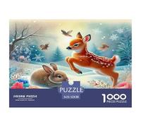 Rabbit 1000 Pc Recycled Paper Adult Jigsaws - Bunny Deer Winter Forest Peaceful Scenic Challenging Puzzles, for Men And Women Great Gift Idea52x38cm/1000pcs