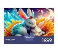 Rabbit 1000 Piece Premium Cardstock Sleeping Bunny Pair Puzzle Budget-Friendly Stress Relief Mindfulness Framing Wall Art Gift 52x38cm/1000pcs