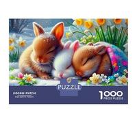 Rabbit 1000 Pieces Jigsaw Puzzle for Kids Two Bunnies Pond with Attention-Deficit Issues Challenging & Brainteasing 52x38cm/1000pcs
