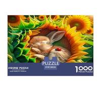 Rabbit 1000 Pieces Puzzle Game - Bunny Sunflower Cozy Vibrant Peaceful The Whole Family Fun And Challenging Activity for Home Decompression38x26cm/1000pcs
