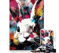 Rabbit Abstract Deco Art Jigsaw Puzzle 1000 Piece for Adults Think Smart Toy Family Joy Accurate Cut Fine Art Piece (38x26cm)