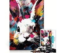 Rabbit Abstract Deco Art Jigsaw Puzzle 1000 Piece for Adults Think Smart Toy Family Joy Accurate Cut Fine Art Piece (38x26cm)