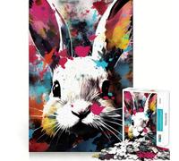 Rabbit Abstract Deco Art Jigsaw Puzzles 1000 Piece for Adults Intellect Toy Calm Relax Precise Cut Santa Wish Item (50x75cm)
