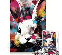 Rabbit Abstract Deco Art Jigsaw Puzzles 1000 Piece for Adults Intellect Toy Calm Relax Precise Cut Santa Wish Item (50x75cm)