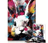 Rabbit Abstract Deco Art Jigsaw Puzzles for Adults1000 Piece Brain Teaser Home Leisure Image Assembly Birthday Gift (38x52cm)