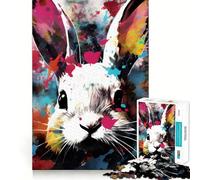 Rabbit Abstract Deco Art Jigsaw Puzzles for Adults1000 Piece Brain Teaser Home Leisure Image Assembly Birthday Gift (38x52cm)