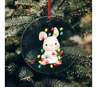 Rabbit Acrylic Christmas Ornament String Light Acrylic Keepsake Holiday Themed 3 Inch With Hole Christmas Decoration Gift for Newlyweds Married Couple Parents Friend Housewarming Gift