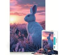 Rabbit Aesthetic Sunset Jigsaw Puzzles for Adults1000 Piece Mind Skill Group Joy Quality Edge Art Collection Piece (38x52cm)