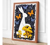 Rabbit Among Mushrooms Boho Canvas Wall Art Print 30x20 Inch