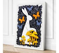 Rabbit Among Mushrooms Boho Canvas Wall Art Print 36x24 Inch (91 x 61 cm)