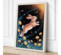 Rabbit Among the Stars Canvas Wall Art Print 18x12 Inch (46 x 30 cm)