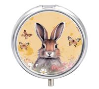 Rabbit and Butterfly Pill Box, 3 Compartment Small Pill Case Waterproof Travel Pill Organizer for Pocket Or Purse Portable Mini Medicine Tablet Vitamin Holder Pill Case