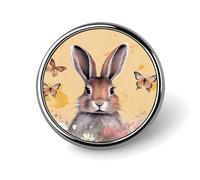 Rabbit And Butterfly Round Badge Cute Brooch Hats Jackets Decor Personalized Lapel Pin Clothing Jewelry Accessories for Wedding Party Gift