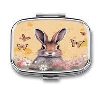 Rabbit and Butterfly Weekly AM/PM Pill Organizer.Waterproof Portable Compact Travel Pill Organizers.Small Pill Box for Medicine Holder for Vitamins Medication.