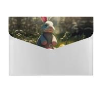 Rabbit and Easter Egg Plastic Envelopes Plastic Folders Poly Envelopes with Snap Closure Reusable File Bags for Home Work Office Supplies Organization Storage A4 Size